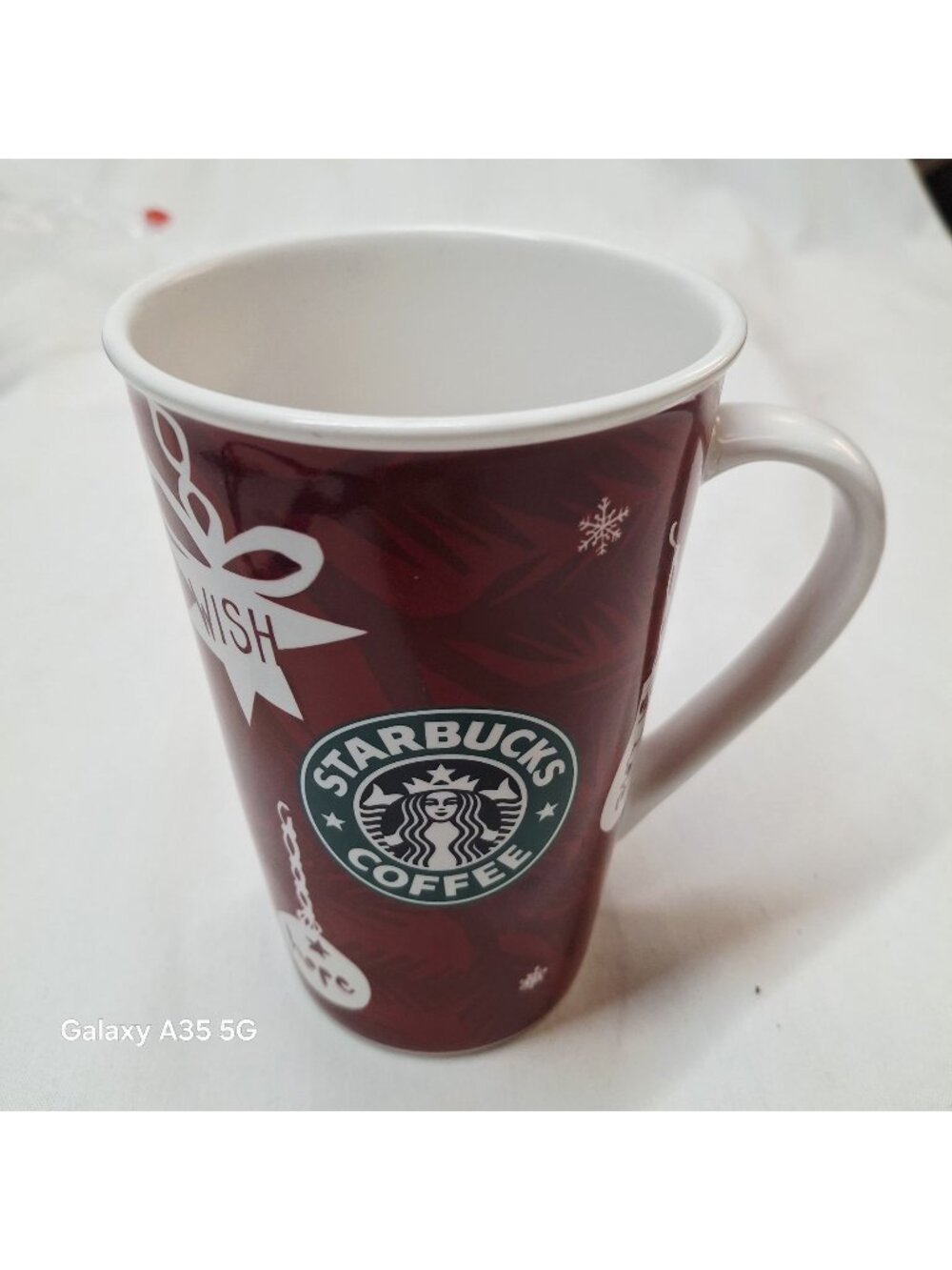Starbucks Bone China Christmas Holiday Peace Wish Love Hope Latte Mug 16 Oz 2009